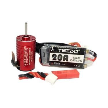 Imagem de Mini Motor Brushless 1410 V2 Com ESC 20A Para Carro RC Kyosho Mr03 pro
