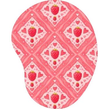 Imagem de Mouse Pad Ergonômico Gota Framboesas e Corações Rosa