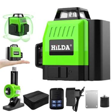 Imagem de Nível Laser Hilda Ls178 3d Verde 12 Linhas Nivelador Horizontal Vertic