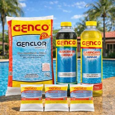 Imagem de Kit Tratamento de Choque Elimina e Decanta Algas Piscina - Genco