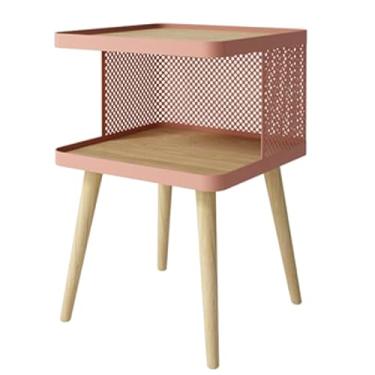 Imagem de Mesa de cabeceira grande estilo nórdico com estrutura metálica pequena em formato de espaço criativo, com pernas removíveis de aço alto, móveis de cabeceira