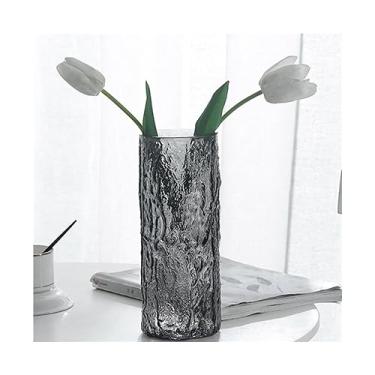 Imagem de URGDWEKJY Vaso criativo moderno minimalista sala de estar vaso de vidro ornamentos decorativos rosa cinza vaso de mesa vasos de flores (grande)