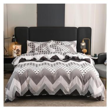 Imagem de Jogo de cama com capa de edredom de 2/3 peças, compatível com cama de casal queen size, conjunto de lençóis de cama de microfibra arranjados, roupa de cama (uma cor King)