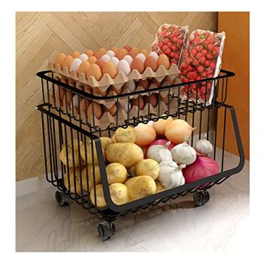 Imagem de WUHUQN Prateleiras para armazenamento de cozinha carrinho móvel com rodas prateleira de vegetais do chão ao teto multicamadas cesta de armazenamento de vegetais e frutas rack de armazenamento