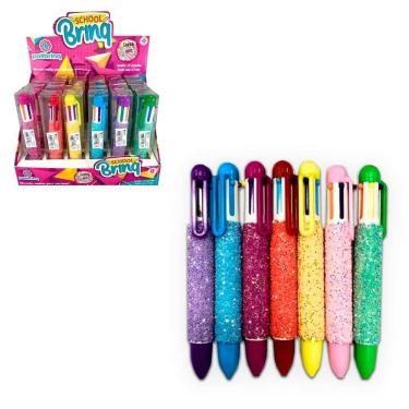 Imagem de Caneta Esferográfica Multicolorida Com Brilho 6 Cores - 1Un