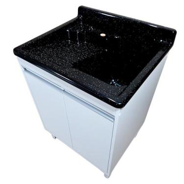 Imagem de Tanque de Fibra Para Lavanderia Com gabinete MDF  45 Litros Esfregadei