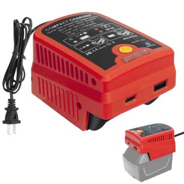 Imagem de Carregador de bateria para bateria Milwaukee de 18 V, carregador compacto com carregamento rápido tipo C e porta USB, compatível com baterias de íon de lítio de 18V/20V/60V (sem bateria)