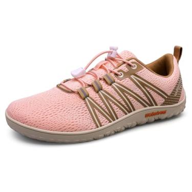 Imagem de WateLves Barefoot Shoes Tênis de corrida masculino, minimalista, bico largo, sem queda, trilha, caminhada, cross training, rosa, 6 Wide Women/5 Wide Men