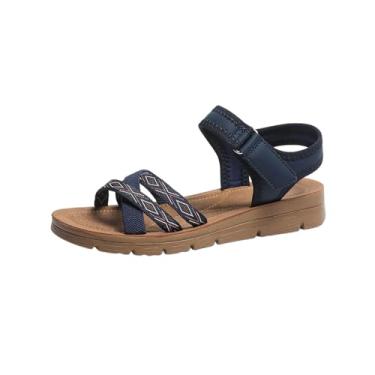 Imagem de Sandália feminina casual leve com sola macia para esportes e uso ao ar livre, confortável e durável, Azul marino, 38