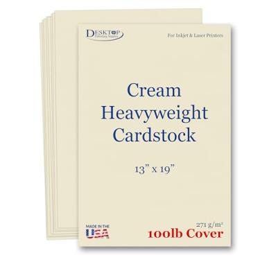 Imagem de 100 folhas – Cartolina extragrossa de 33 x 48 cm para impressoras a jato de tinta ou laser – Capa de 45 kg, papel pesado para impressora de 271 g/m² – Creme com acabamento fosco – Ótimo para cartões