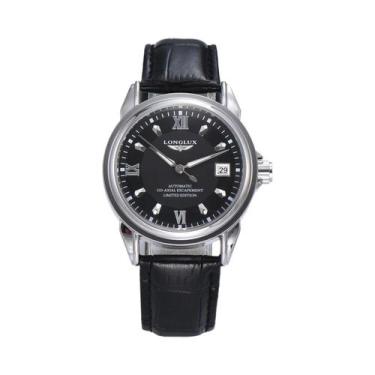 Imagem de Relógio Mecânico Masculino À Prova d'Água Em Couro Com Data Automática