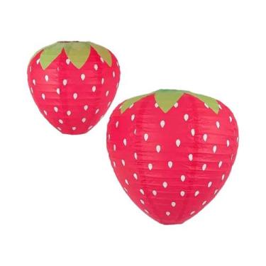 Imagem de Lanternas De Papel Em Forma De Morango 2PCS/Conjunto Decoração Fofa Pa