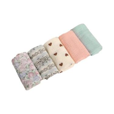 Imagem de Toalhas De Algodão Absorventes Para Bebês Em 6 Camadas, 5 Peças, Panos