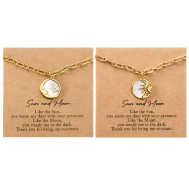 Imagem de Dvehdbay Conjunto de colar de sol e lua, casal de colar de sol e lua