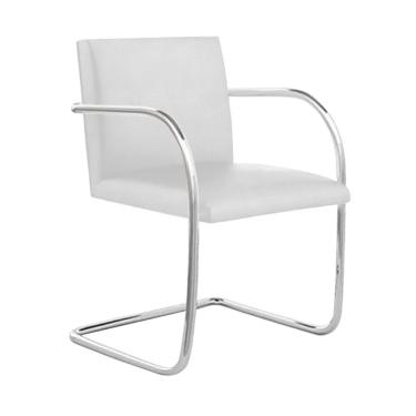 Imagem de Cadeira Brno Couro Natural Branco Tubular Cromada