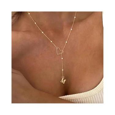 Imagem de Colar Feminino Banhado a Ouro Com Pingente De Coração E Inicial, Garga