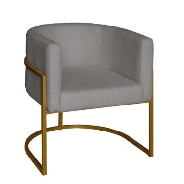 Imagem de Poltrona Base Industrial Dourado para Escritório Lety Linho Grafite S0