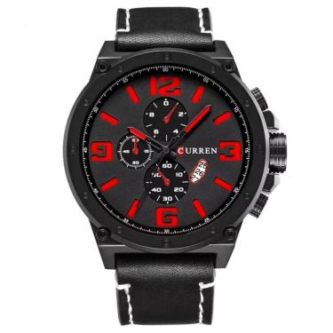 Imagem de Relógio Masculino De Quartzo Mostrador Militar À Prova Da Água Design Esportivo Vermelho