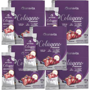 Imagem de Kit 5X Colágeno Verisol Hidrolisado - 30 Sticke de 4g Red Berries - Sanavita-Masculino