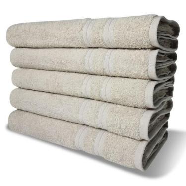 Imagem de Kit 5 Toalhas De Banho 430g-m² Grande Grossa 80x150cm Itália Soft - Bege Bege