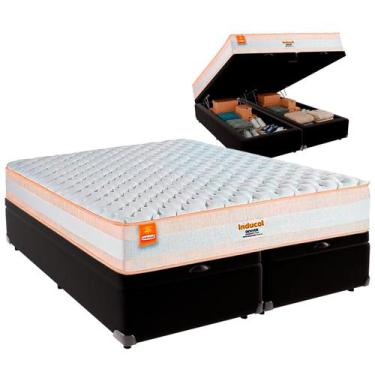Imagem de Cama Baú Queen e Colchão Denver Molas Ensacadas Inducol Preto