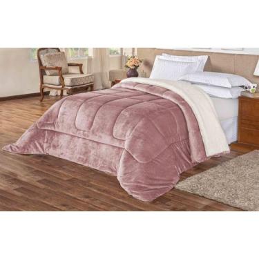 Imagem de Coberdrom sherpa edredom dupla face cobertor manta felpuda liso cama c