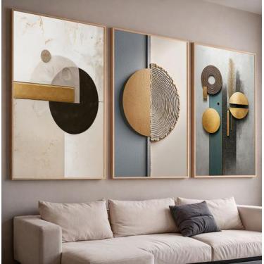 Imagem de Quadros com Moldura e Acrilico Cristal Vidro  Geometrico 3D Abstrato K