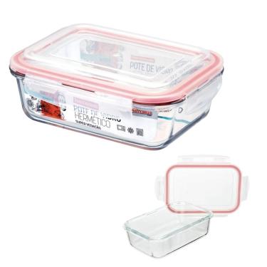 Imagem de Vasilha De Vidro Hermético Marmita Tampa 1040ml P/ Microo Freezer Congelador, Guardar Alimento