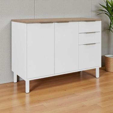 Imagem de Balcão Cozinha em Aço 3 Portas 2 Gavetas 120cm com Tampo Dobradiça Slo