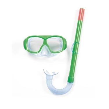 Imagem de Kit Mergulho Infantil Snorkel + Óculos Banho Piscina Verde - Beach Way