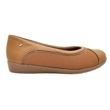 Imagem de Sapato Usaflex Anabela Joanete pé largo Conforto Elegância Cor:Caramelo;Tamanho:39-Feminino