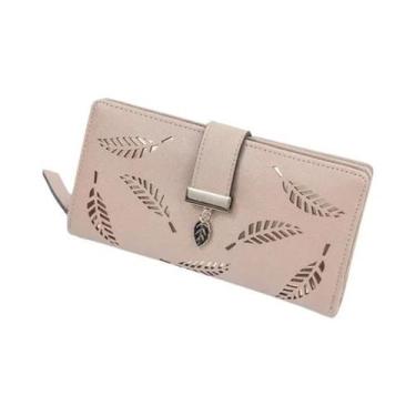 Imagem de Carteira Longa Feminina De Couro PU Com Porta-Cartões E Clutch De Alta