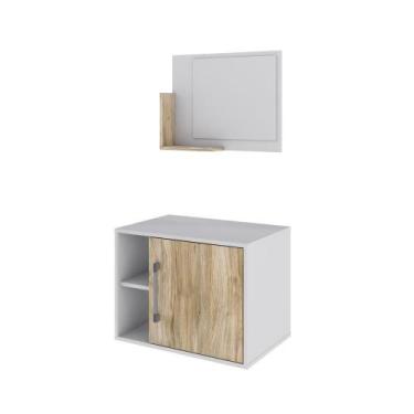 Imagem de Conjunto Balcão E Espelheira Soft 600 Perffect Acetinado Branco Chess 