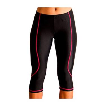 Imagem de Calça Capri para Corrida, Feminina, Hammerhead, Preto/Rosa, Tam PP