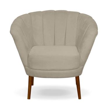 Imagem de Poltrona Pétala Flor Decorativa Suede Bege Ki Barato Móveis