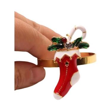 Imagem de Guirlanda De Sinos De Natal Com Papai Noel E Alce, Anéis De Guardanapo