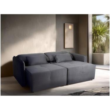 Imagem de Sofá-cama 3 Lugares Casal Reclinável Veludo Matrix Celine, Chumbo, 3 l