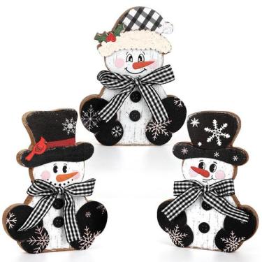 Imagem de Centros de Mesa de Madeira de Natal Boneco de Neve Sealmic