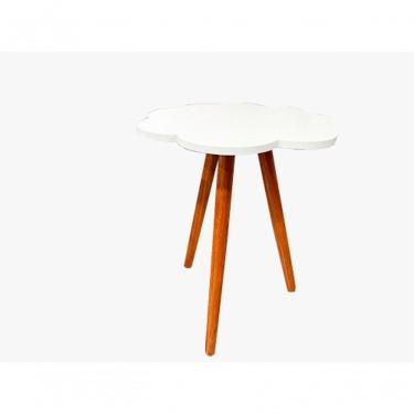 Imagem de Mesa Lateral Infantil Estilo Nuvem sem Gavetas em MDF Moderno Branco para Decoração de Quartos