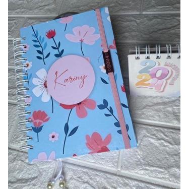 Imagem de Agenda floral azul 2024 Wire-o - Mimos da Marin