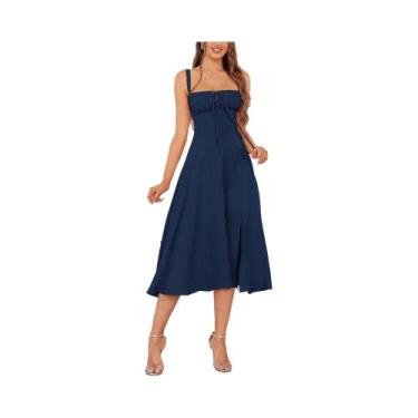 Imagem de Vestido Feminino Longo Elegante De Verão Sem Mangas Com Bojo E Alças F