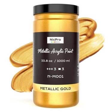 Imagem de Tinta Acrílica Nicpro N-M001 Dourado Metálico 1000 ml