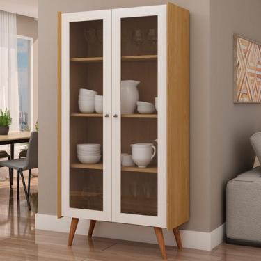 Imagem de Cristaleira 2 Portas com vidro Vértice Cinamomo/Branco - Genialflex