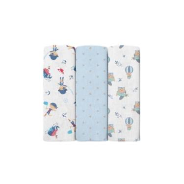 Imagem de Cueiro 3 Unidades Bebê Estampado 100% Algodão Bublim Cor:Masculino - I
