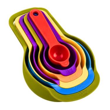 Imagem de Kit 6 Colheres Medidoras Coloridas Plástico para Cozinha Confeitaria e