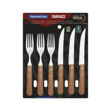 Imagem de Tramontina Jogo Talheres Churrasco 12 Peças Aço Inox Cabo Madeira Natu