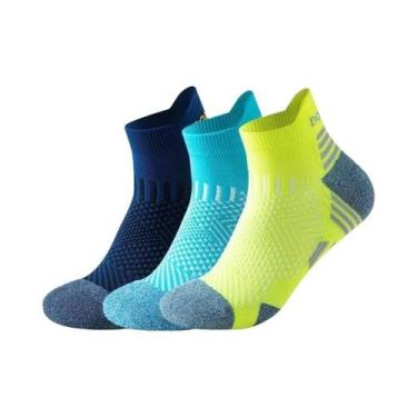 Imagem de Meias Esportivas Respiráveis unissex, 3 Pares, Absorção De Suor, Amort