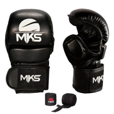 Imagem de Kit Luva MMA Shooter Preta P/M + Bandagem MKS Combat