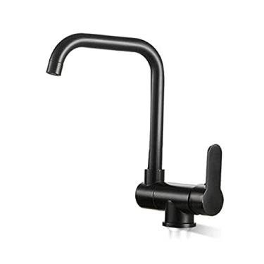 Imagem de Pkfinrd Torneira de cozinha de cobre preto para pia de cozinha com torneira quente e fria para janela interna dobrável
