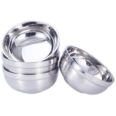 Imagem de Mirenlife Conjunto de tigelas de aço inoxidável de 878 g, tigelas isoladas de parede dupla para cereal, sopa, sorvete, arroz, macarrão, salada, lanches infantis, conjunto com 4